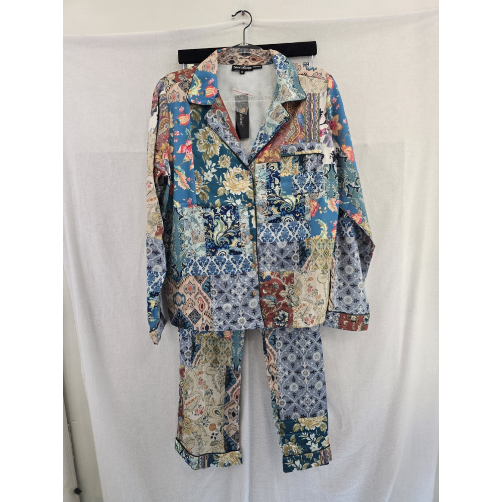 Tohani Collection NWT 2 Piece Pajamas Colorblock Designs Pants /Shirt LADIES Med - Picture 2 of 16
